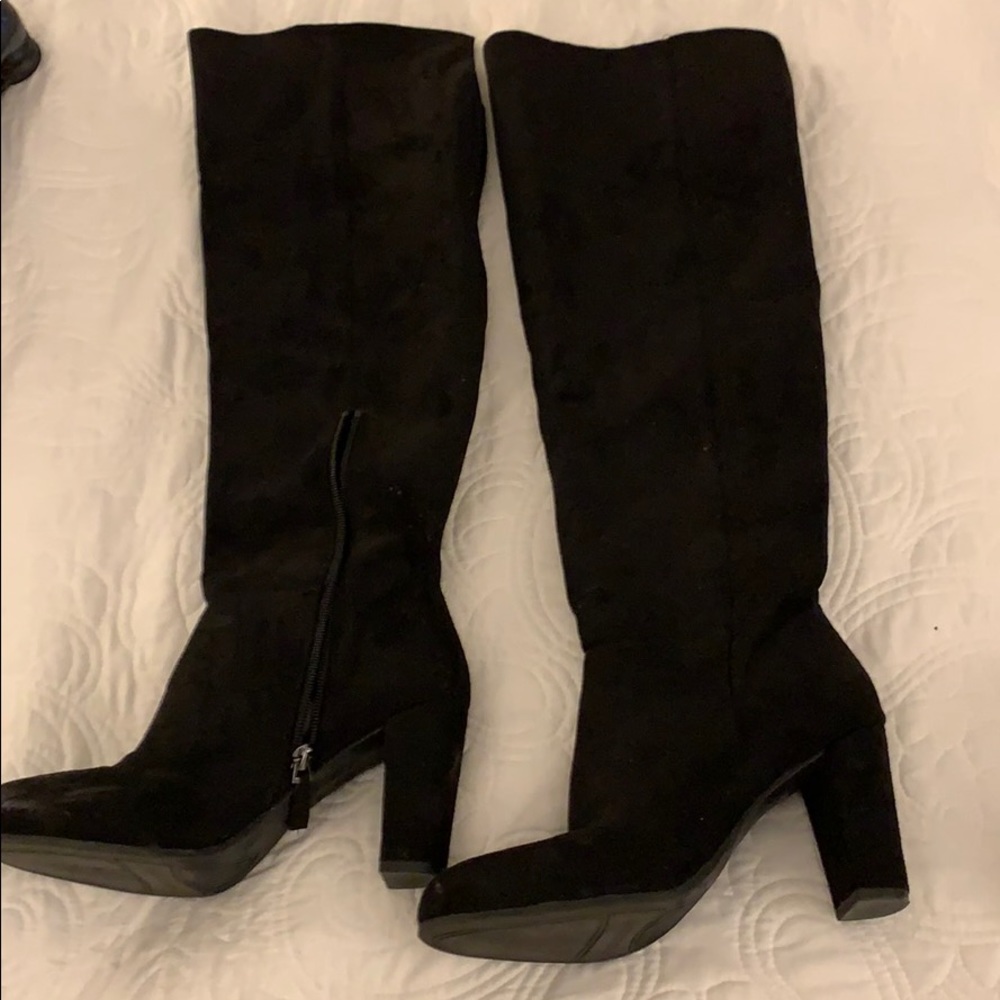 Franco Sarto knee high suede black boots